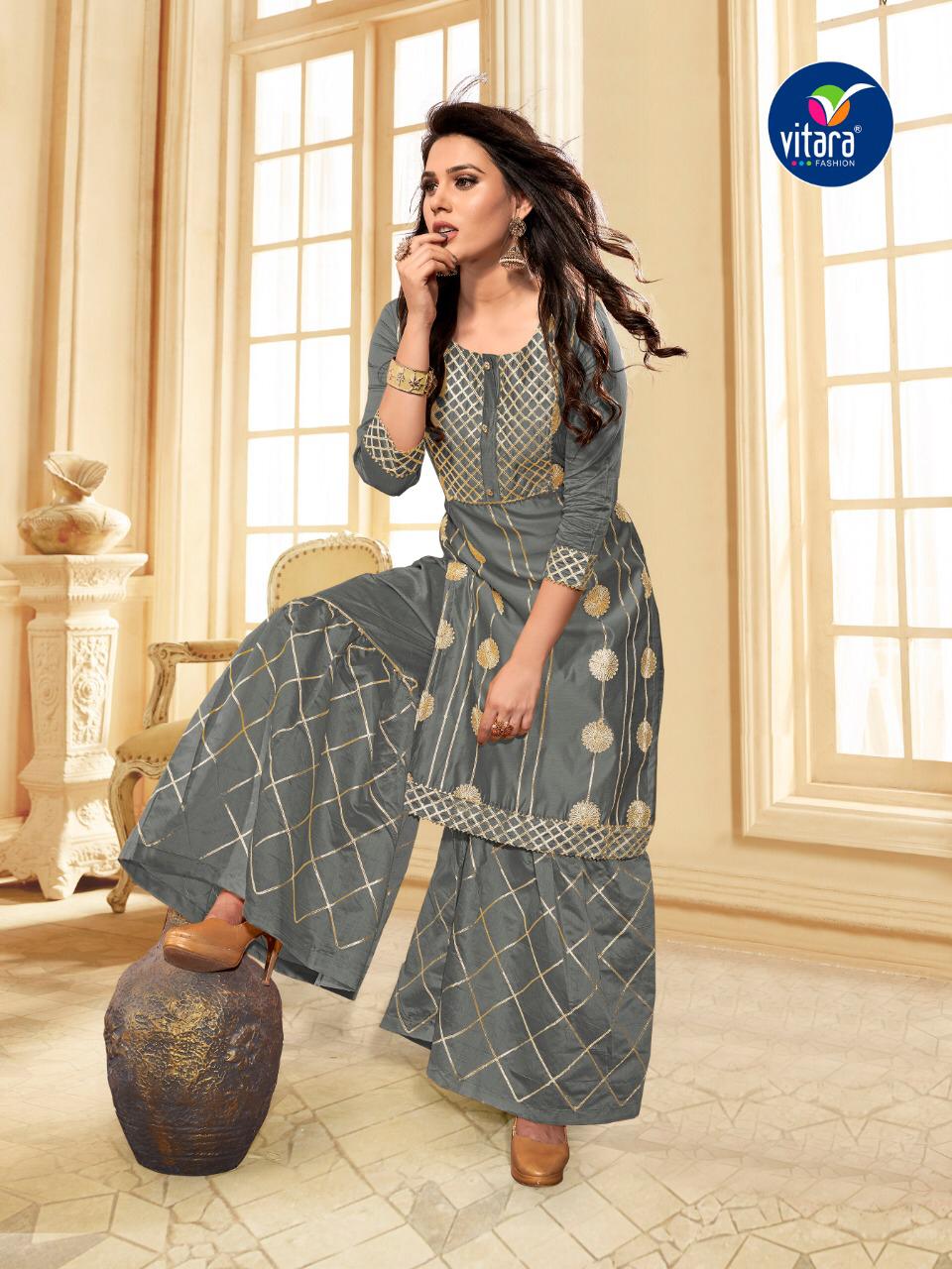 Diva By Vitara Pure Modal With Gota Patti Work Kurti With Sharara Collection