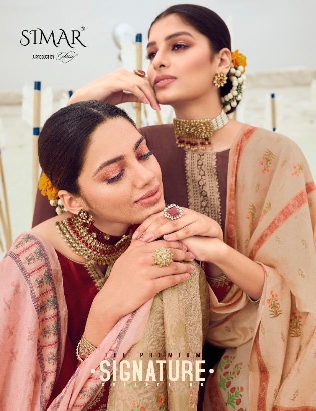 Glossy Launch Signature 351-356 Series Silk With Embroidery Stylish Suits Collections