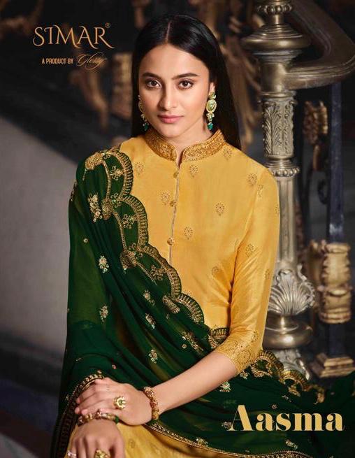 Glossy Presenting Aasma Pure Dola Jacquard With Work Designer Party And Wedding Wear Suits