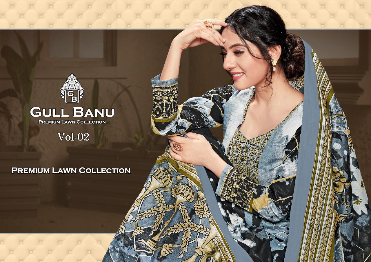 Gul Banu Vol 2 Pure Lawn Casual Wear Salwar Kameez At Lowest Rate In Surat Market