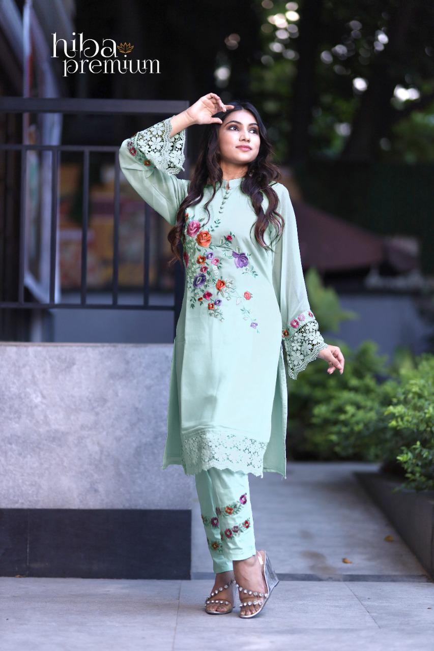 Trendy Cotton Print  Embroidery Work With Pant Stitched Kurti