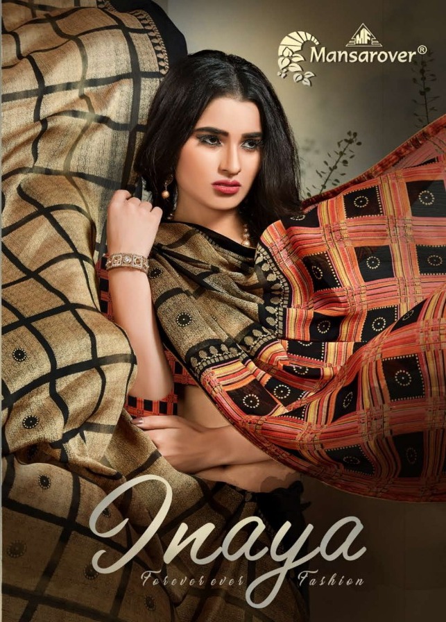 Inaya By Mansarover Moss Chiffon Printed Casual Wear Saree Collection