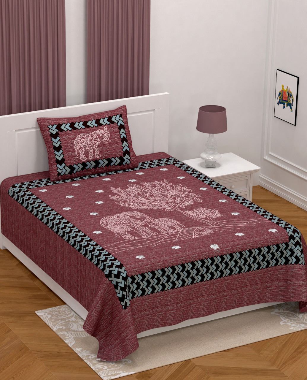 K4u Presents Giza Cotton Single Bedsheet With Single Pillow Cover Wholesale Rate