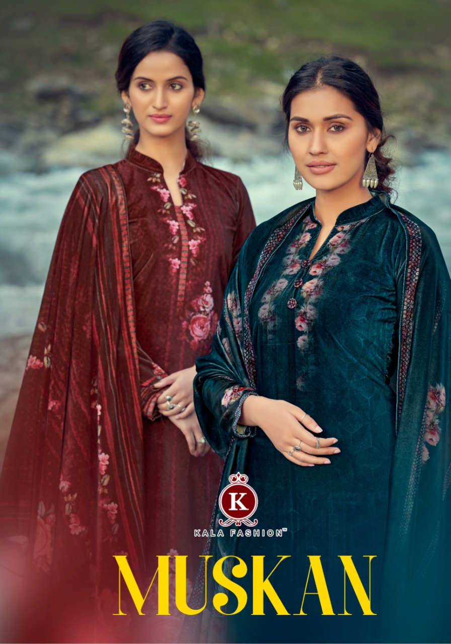 Kala Fashion Muskan Velvet With Digital Print Beautiful Winter Season Dress Materials Online Seller