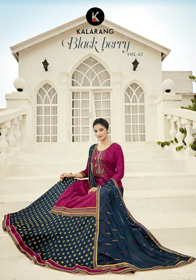 Kalarang Black Berry Vol 2 Jam Silk Cotton With Embroidery New Collections For Suits