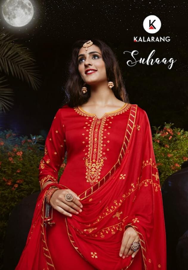 Kalarang Launch Suhaag Jam Silk Cotton With Embroidery Work Special Karwa Chauth Suits