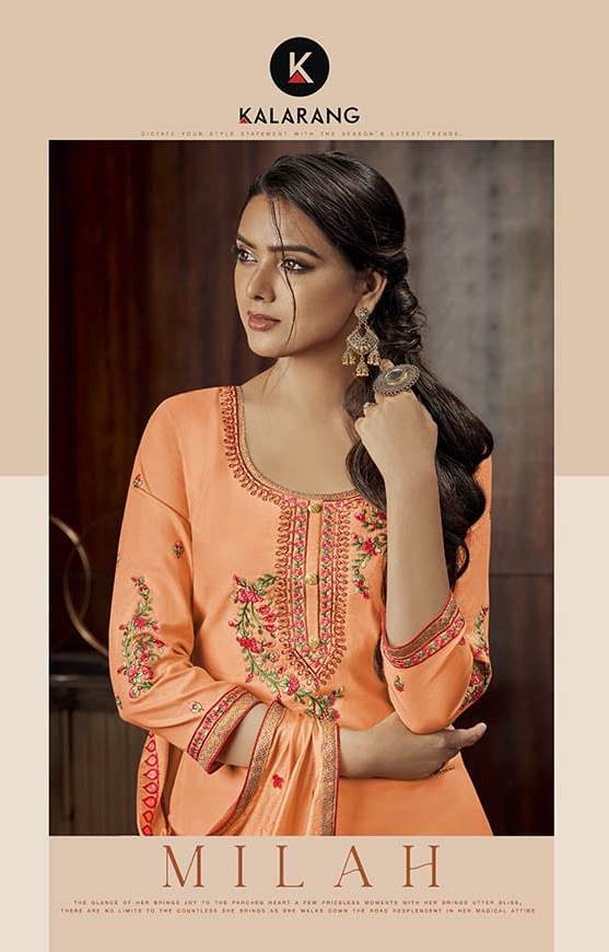 Kalarang Milah Jam Silk Cotton With Embroidery Work Classy Look Salwar Suits Wholesaler