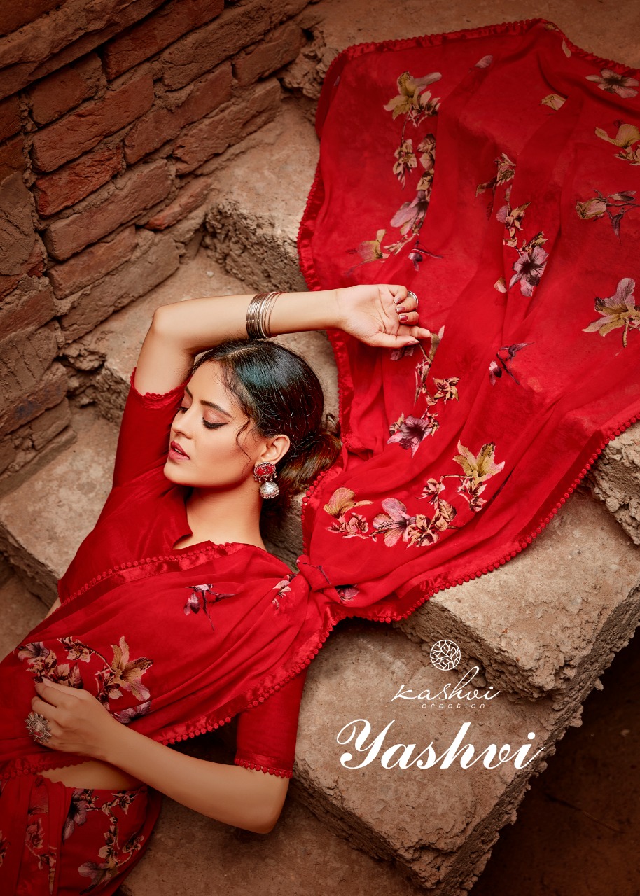 Kashvi Creation Yashvi Pure Georgette Printed Saree Wholesaler