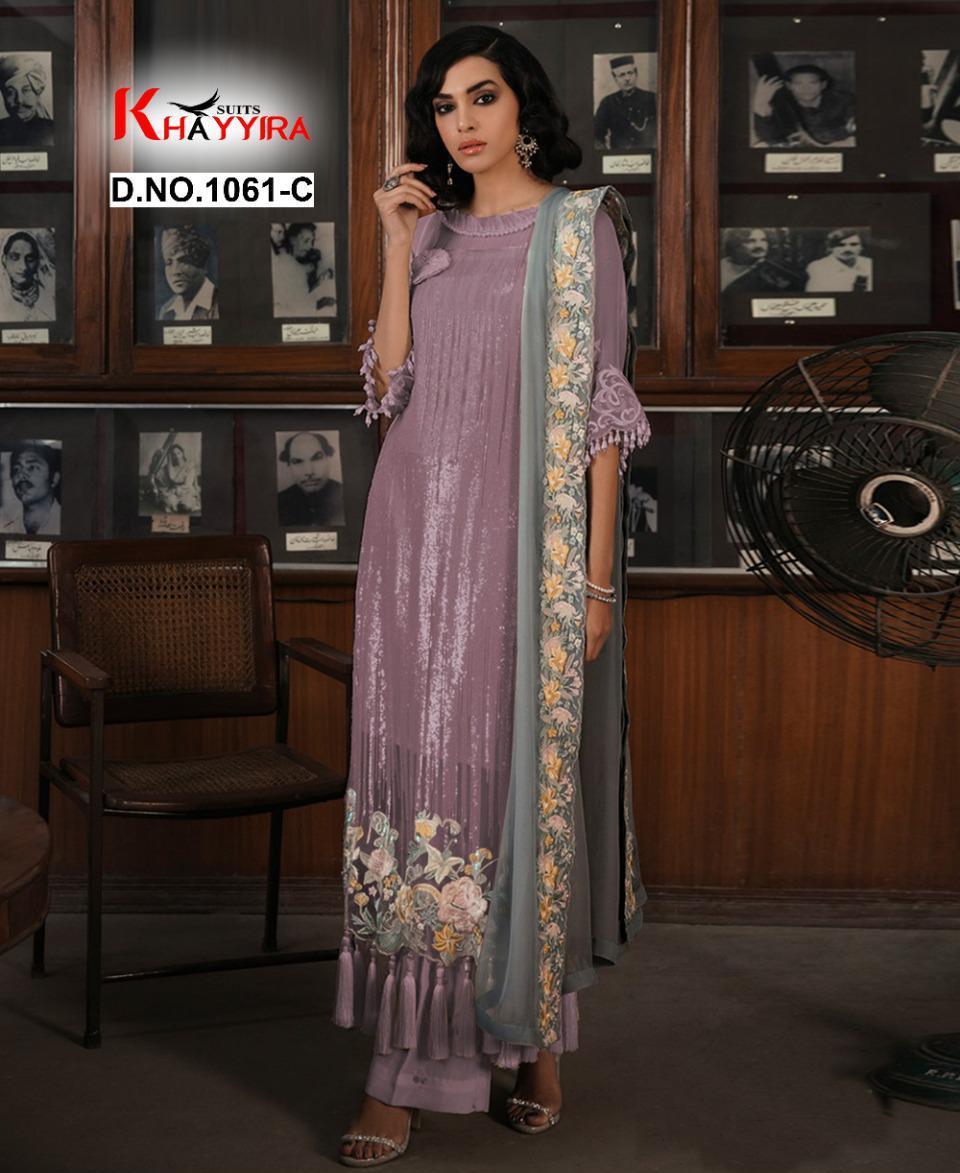 Khayyira Suits Launch Rose Craft Edition Dn 1061 Heavy Georgette Pakistani Suits Concept