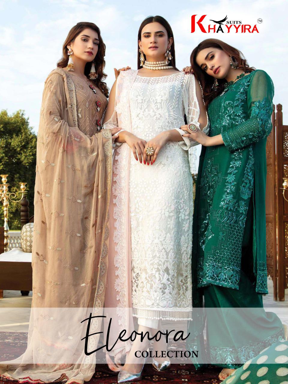 Khayyira Suits Presents Eleonora Collection Georgette Heavy Embroidery Pakistani Suit Concept