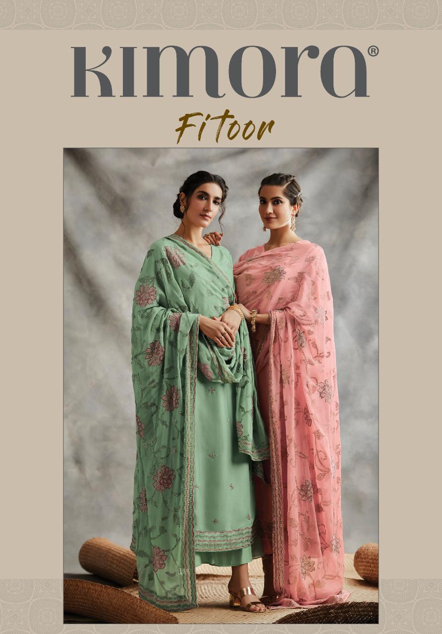 Kimora Heer Fitoor Chinon Chiffon With Jaal Embroidery And Border Latest Dress Materials In India