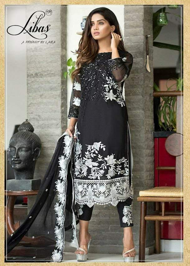 Laiba Launch Libas Lpc 8 Pure Georgette With Embroidery Work Pakistani Suits Collections