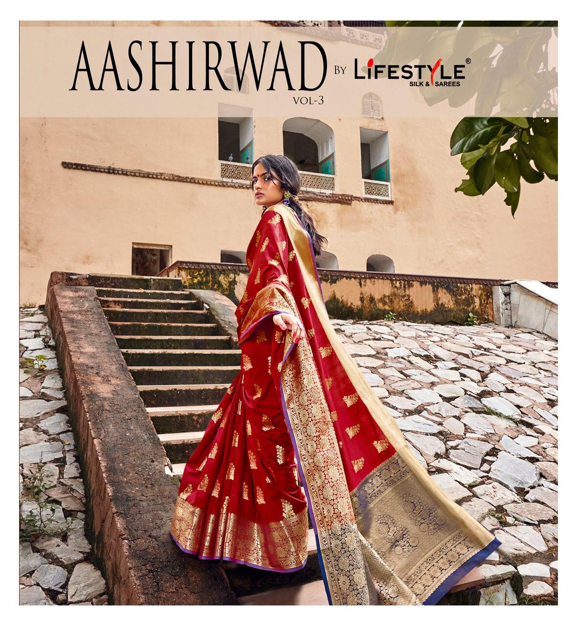 Lifestyle Aashirwad Vol 3 Lichi Silk Rich Pallu Banarasi Style Saree