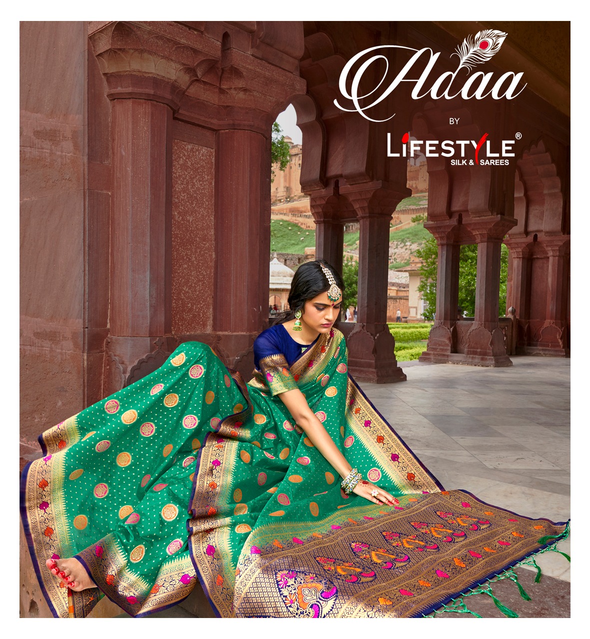 Lifestyle Launch Adaa Nylon Silk Traditional Wear Saree Wholesaler