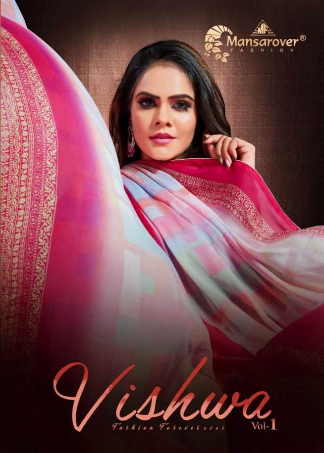 Mansarover Fashion Vishwa Vol 1 Fancy Print Synthetic Saree Wholesaler