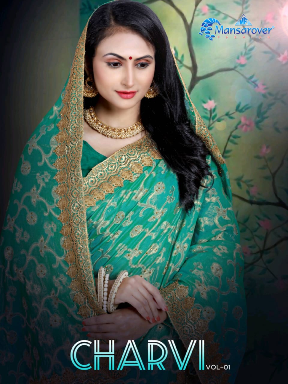 Mansarover Present Charvi Jecquard Diamond Work Exclusive Saree