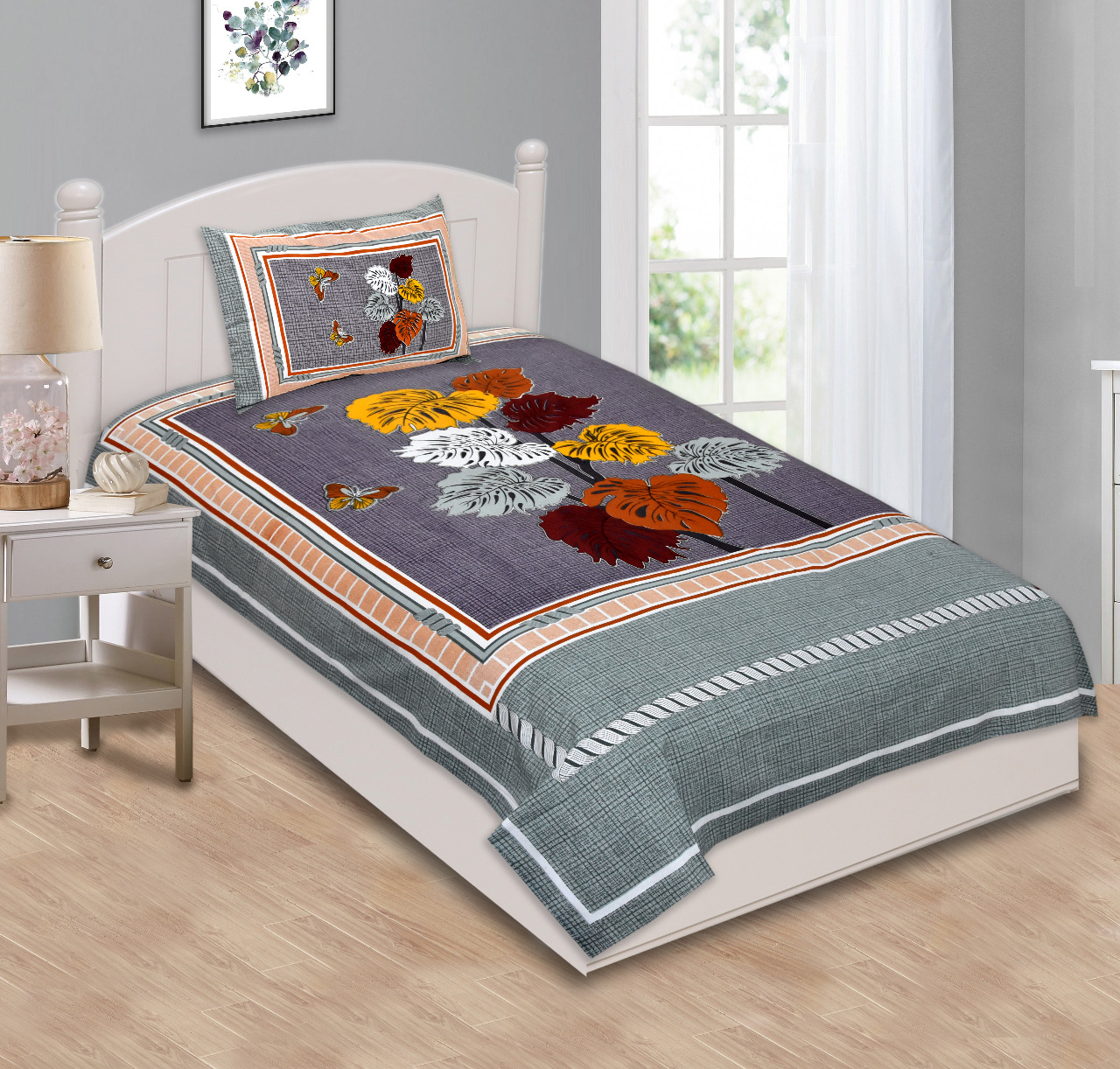 Marbel By K4u Cotton Single Bedsheet With Single Pillow Cover Wholesale Price