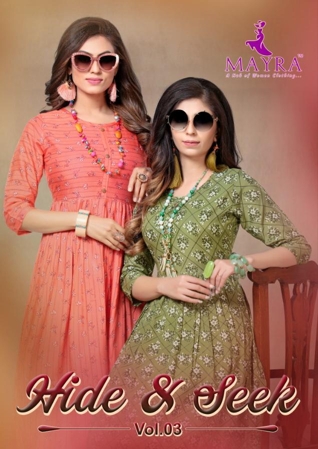 Mayra Hide And Seek Vol 3 Rayon Print Casual Wear Kurti At Lowest Rate