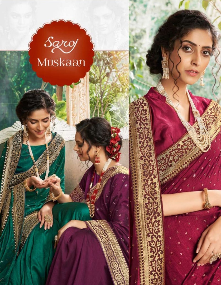 Muskan By Saroj Vichitra Silk With Beautiful Border Traditional Look Latest Saree Catalogs