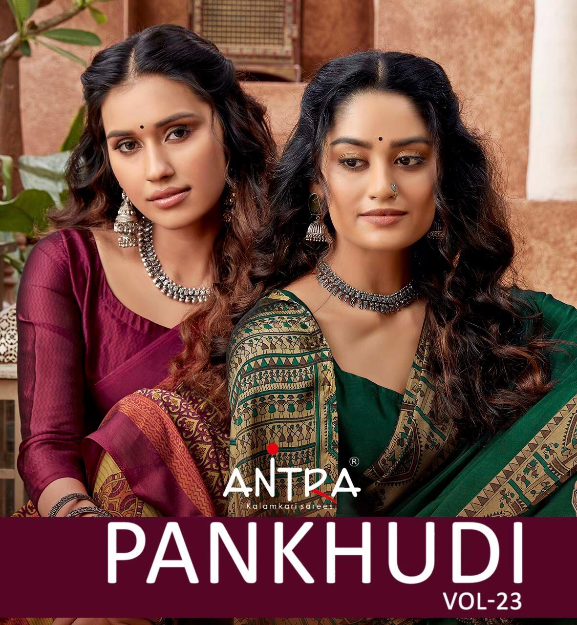 Pankhudi Vol 23 By Antra Satin Chiffon Black Rangoli Printed Saree