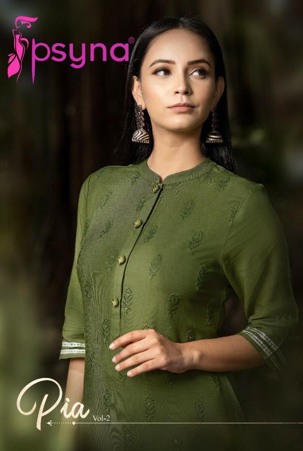 Pia Vol 2 By Psyna Raun Beautiful Design Print Kurti With Pant At Wholesale Price