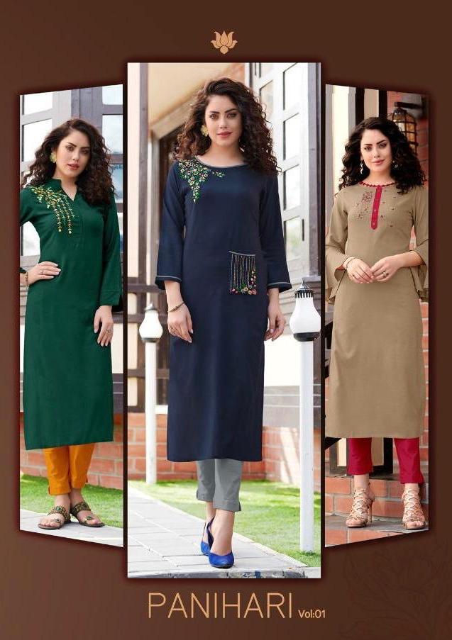 Poonam Panihari Rayon Handwork Casual Wear Kurtis