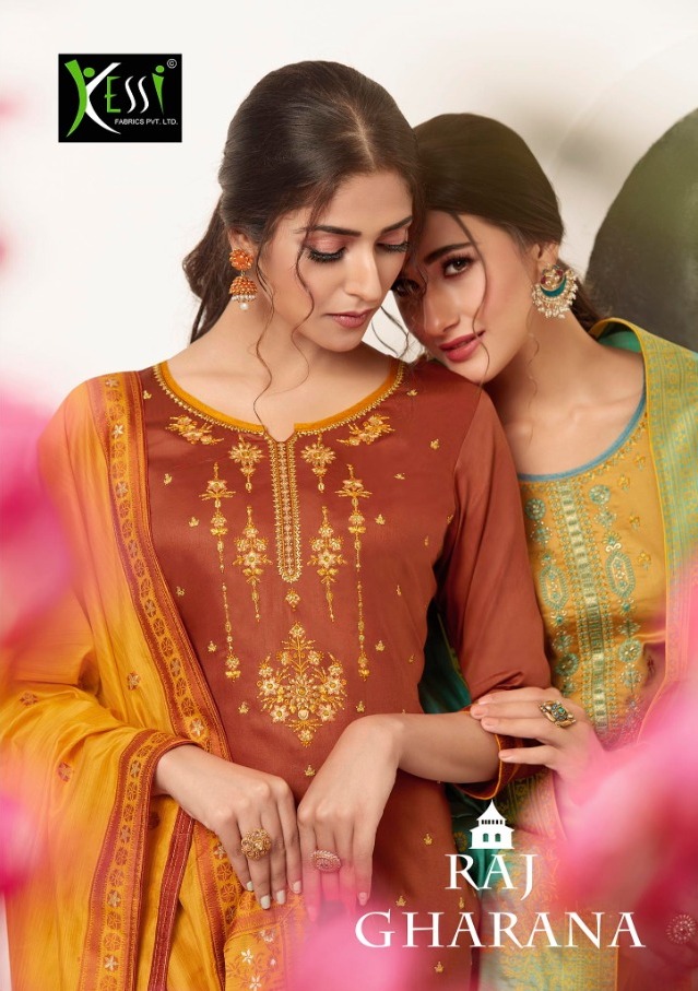 Raj Gharana By Kessi Jam Silk Embroidery Suits Collection