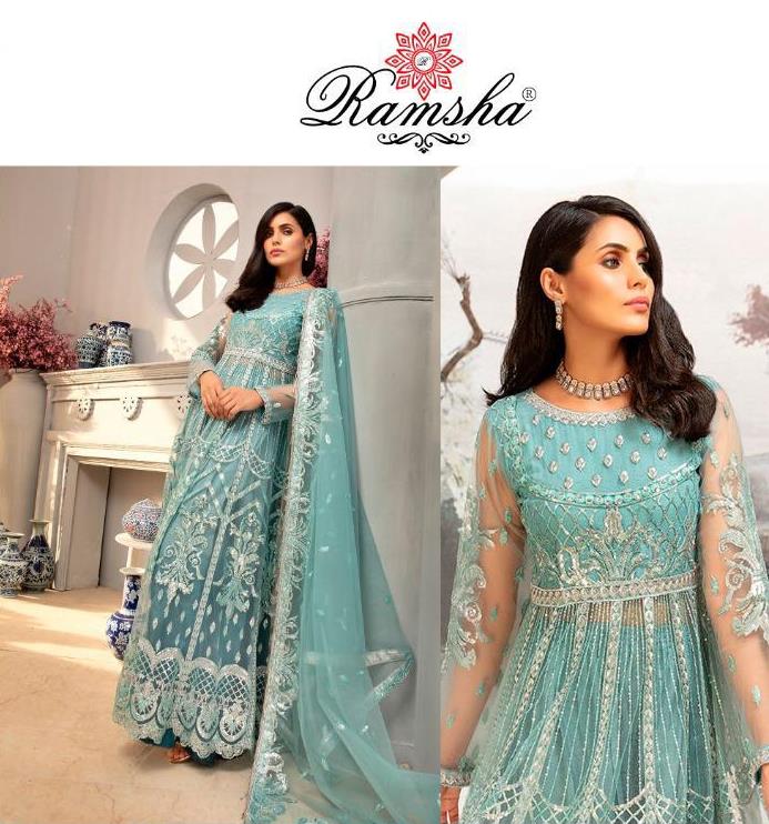 Ramsha Launch R208-r211 Series Georgette Butterfly Net With Embroidery Pakistani Suits