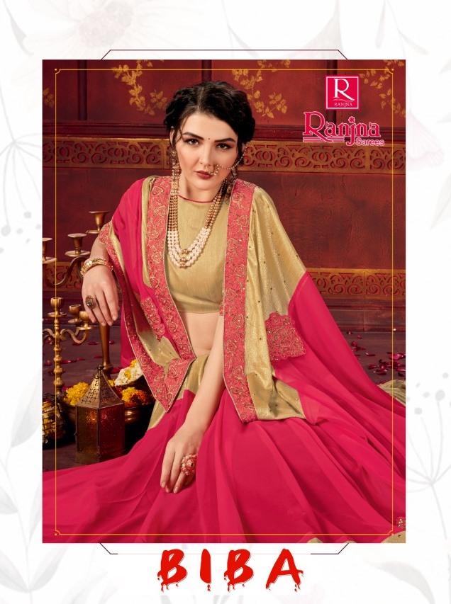 Ranjna Saree Launching Biba Georgette Classy Look Fancy Saree Wholesaler