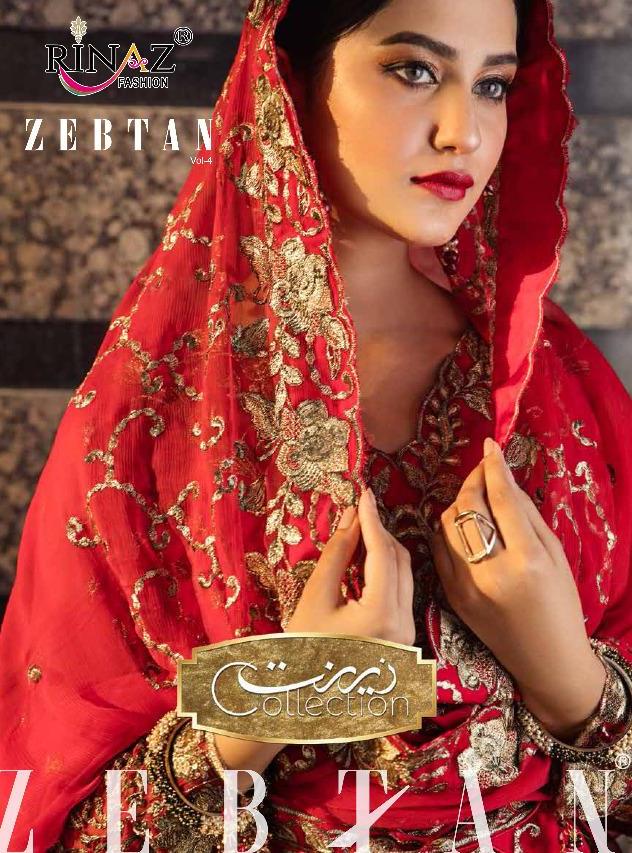 Rinaz Fashion Zebtan Vol 4 Georgette With Embroidery Work Pakistani Suits Concept Seller