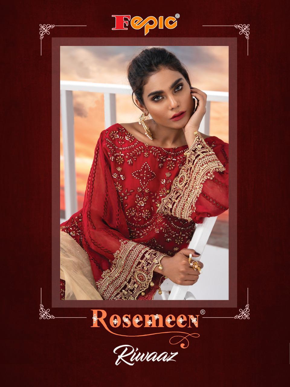 Rosemeen Riwaaz By Fepic Georgette Net Pakistani Dress Materials