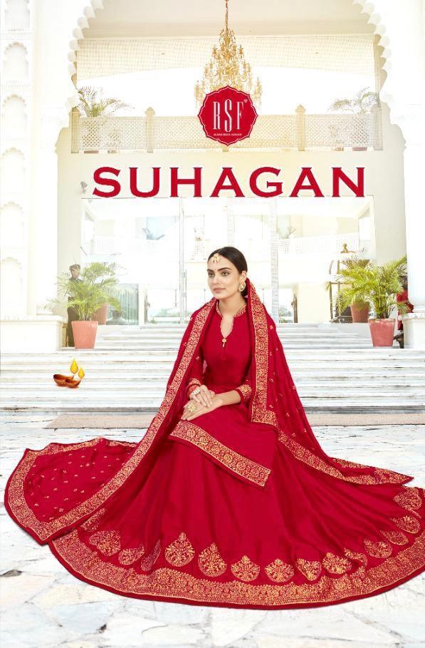 Rsf Launch Suhagan Satin Georgette Red Merun Festival Wear Designer Salwar Kameez