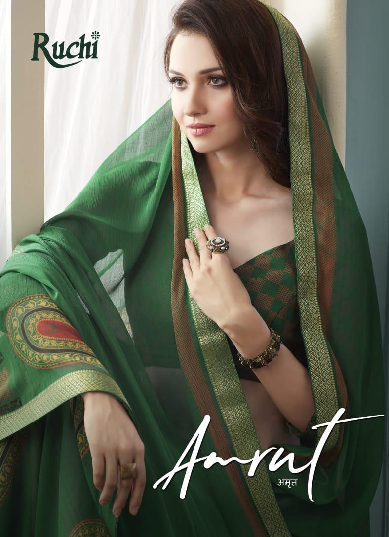 Ruchi Saree Launch Amrut Pure Chiffon Synthetic Casual Wear Saree