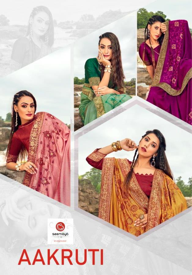 Seemaya Launching Aakruti Vichitra Silk Casual Synthetic Saree Catalogs Supplier