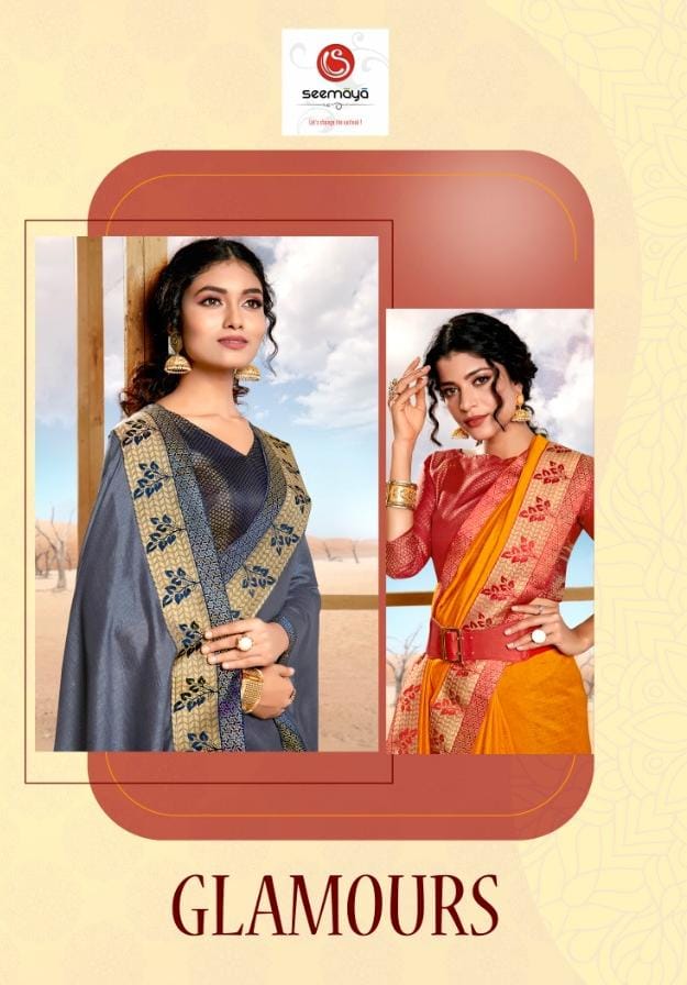 Seemaya Presents Glamours Vichitra Silk Casual Wear Synthetic Saree Online Shopping