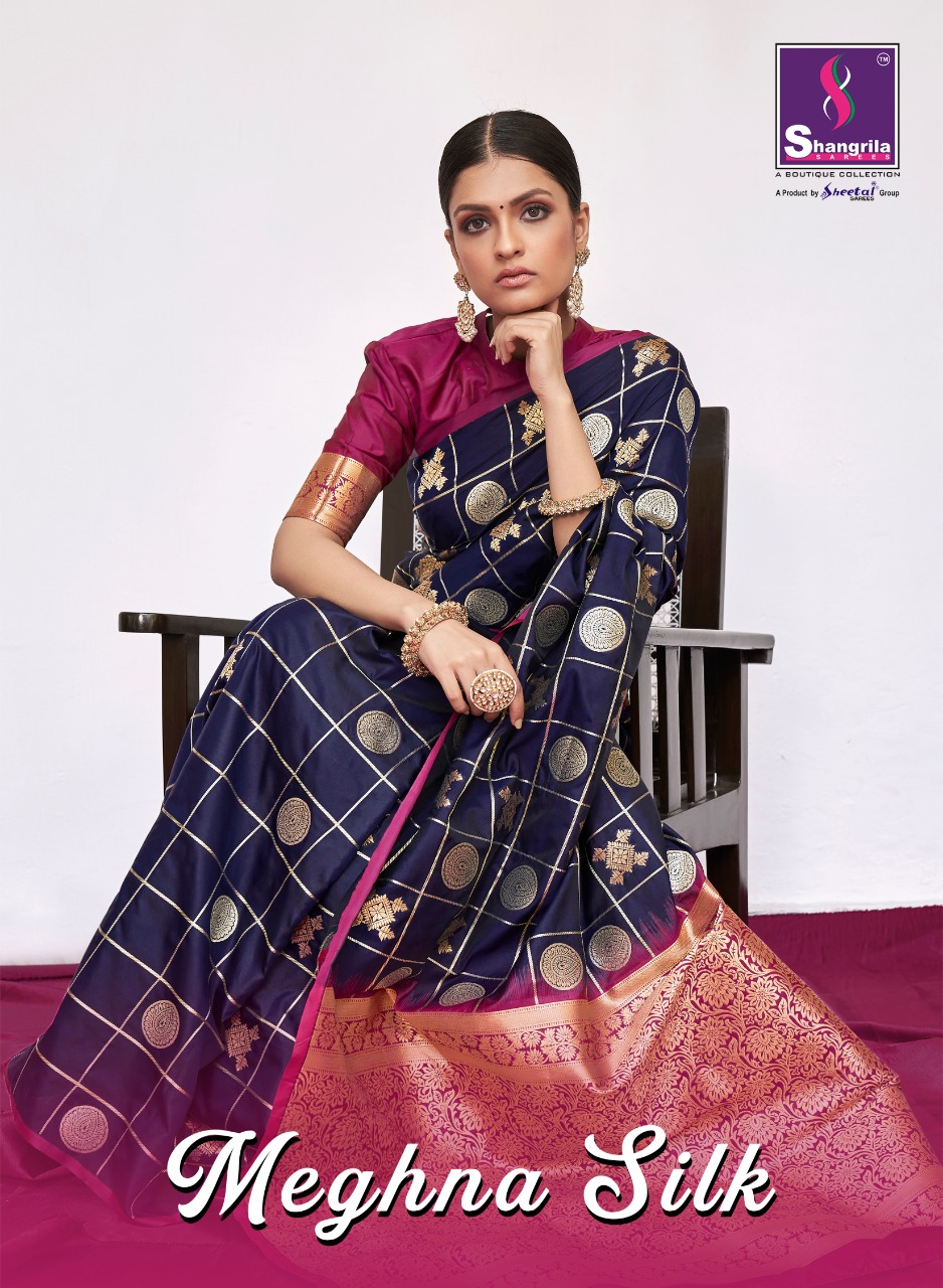 Shangrila Launch Meghna Silk Soft Texture Weaving Saree With New Colour Collections