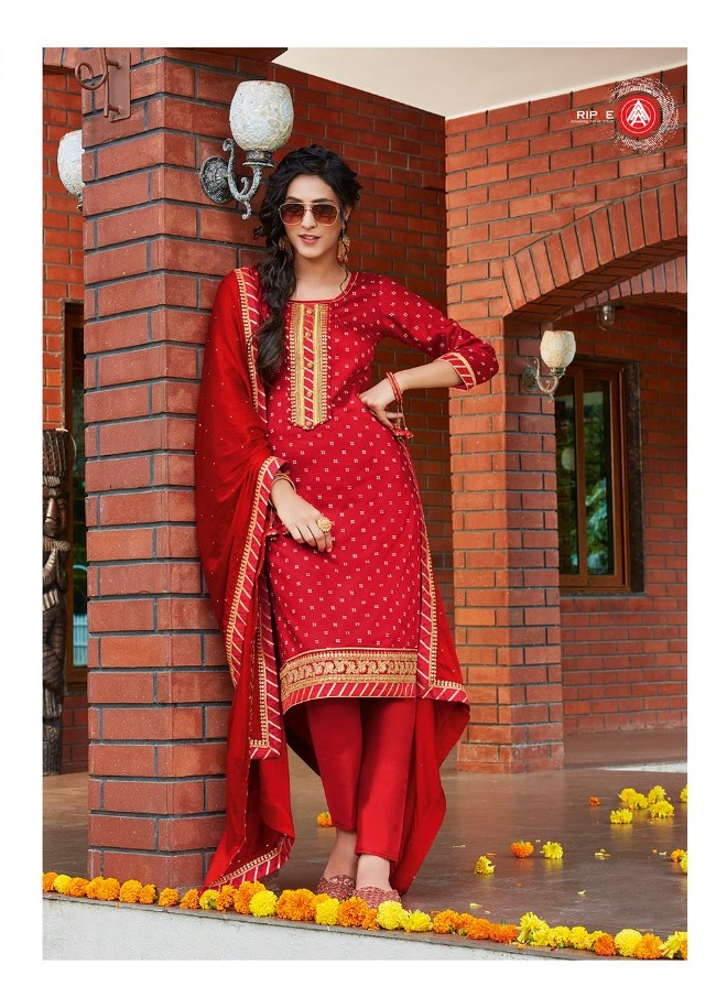 Triple Aaa Launch Kum Kum Jam Printed Embroidery Bandhani Special Suits