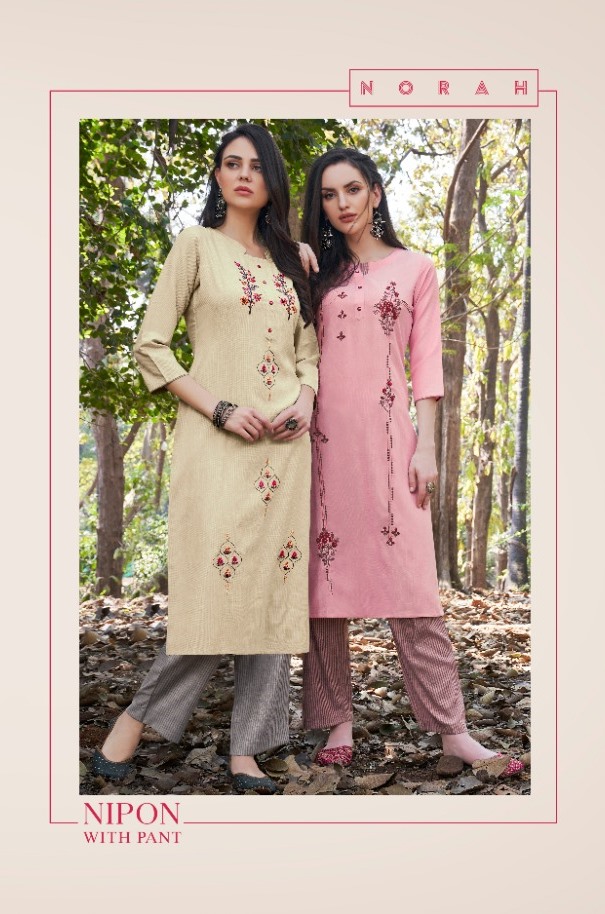 Tunic House Presents Nipon Pant Rayon With Embroidery Top With Bottom Wholesaler