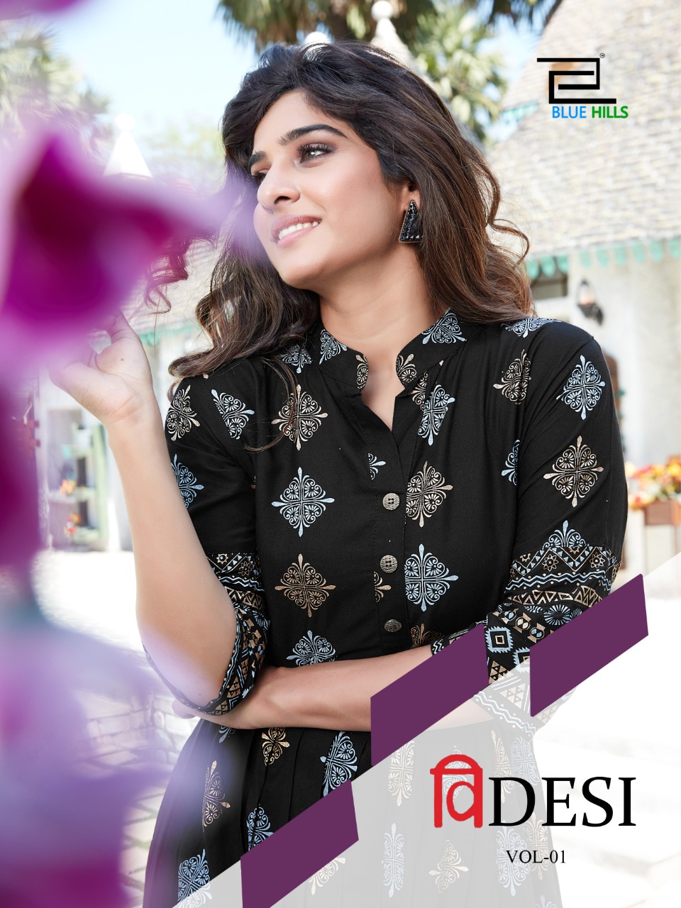 V Desi By Blue Hills Rayon Foil Printed Long Gown Collection