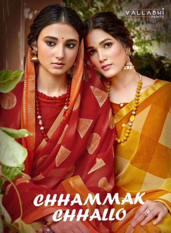 Vallabhi Print Chhammak Chhallo Chiffon Print Exclusive Saree Catalogs Collections