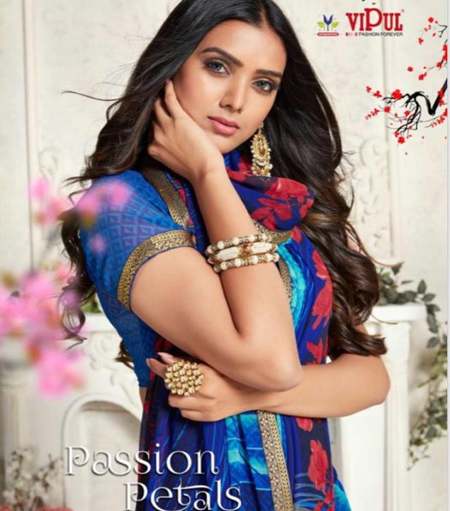 Vipul Presents Passion Petals Fancy Georgette Printed With Fancy Lace Border Saree