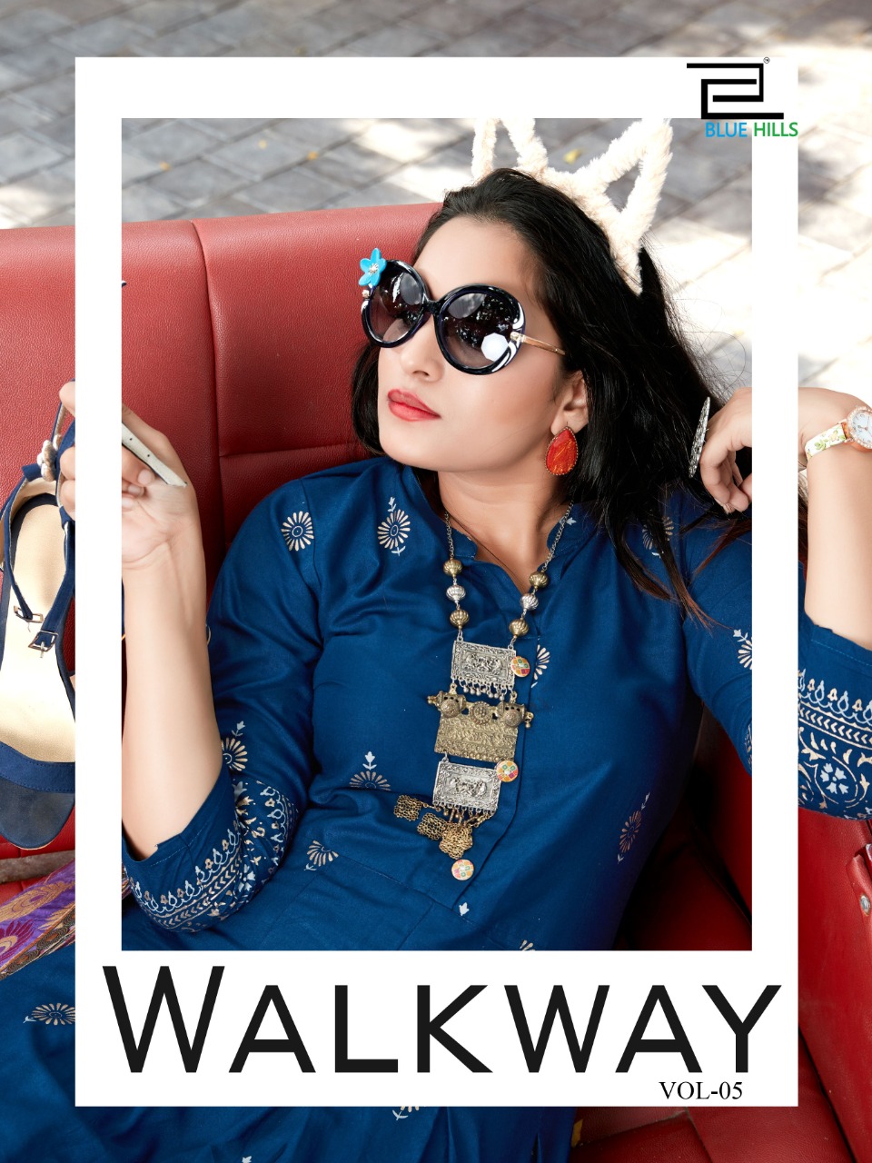 Walkway Vol 5 By Blue Hills Rayon Long Gown With Foil Printed Fancy Kurtis