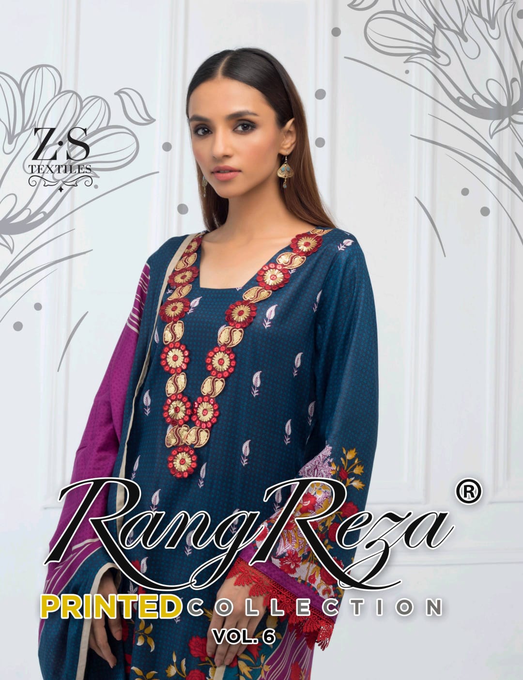 Zs Textile Rang Reza Lawn Vol 6 Printed Lawn Collections Salwar Suits At Best Rate