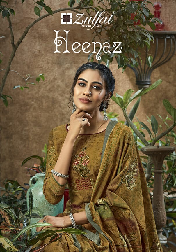 Zulfat Launch Heenaz Pashmina Print With Work Beautiful Salwar Kameez