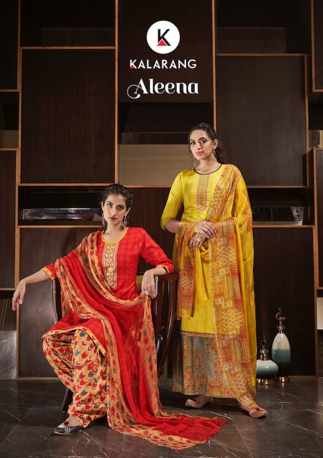 Aleena By Kalarang Jam Satin Embroidery Ethnic Wear Salwar Kameez