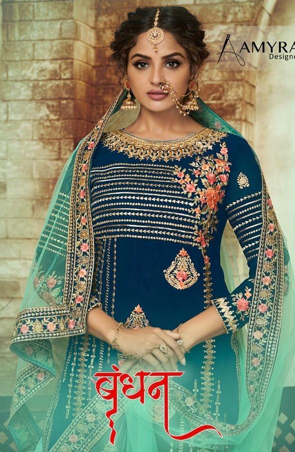 Amyra Designer Bandhan Georgette With Exclusive Embroidery Work Designer Lehenga Style Suits