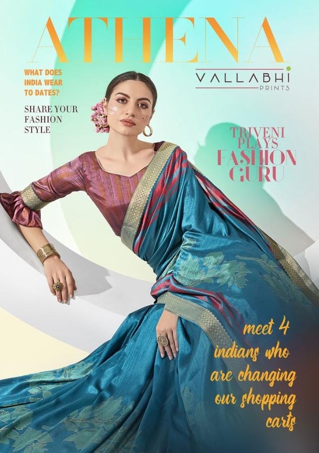 Athena By Vallabhi Print New Design Print Vichitra Silk Saree Classy Look Collections