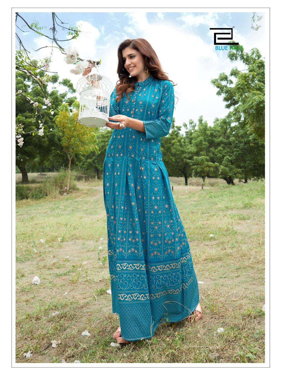 Blue Hills Walkway Vol 7 Rayon Long Gown Style Kurti Looking Pretty