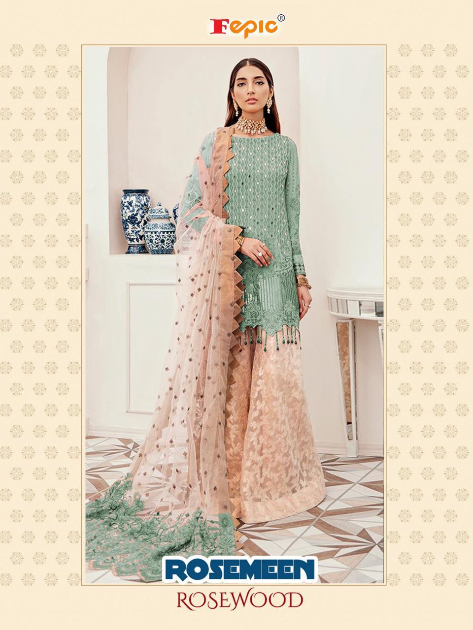 Fepic Launch Rosemeen Rosewood Georgette Designer Party Wear Pakistani Suit Concept