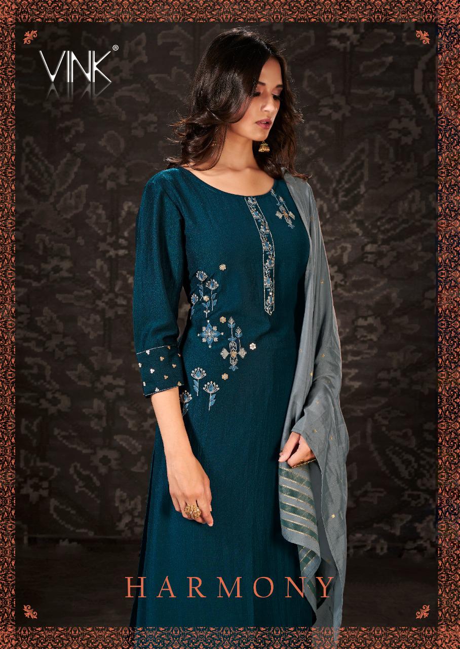 Harmony By Vink Viscose Silk With Muslin Readymade Salwar Kameez